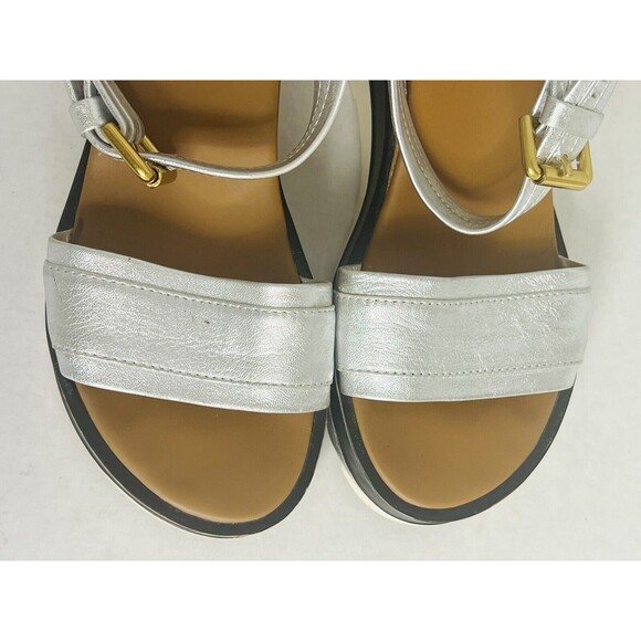 See By Chloe Glyn Platform Sandal Womens 39 US 8 Metallic Silver Espadrilles - Picture 5 of 11